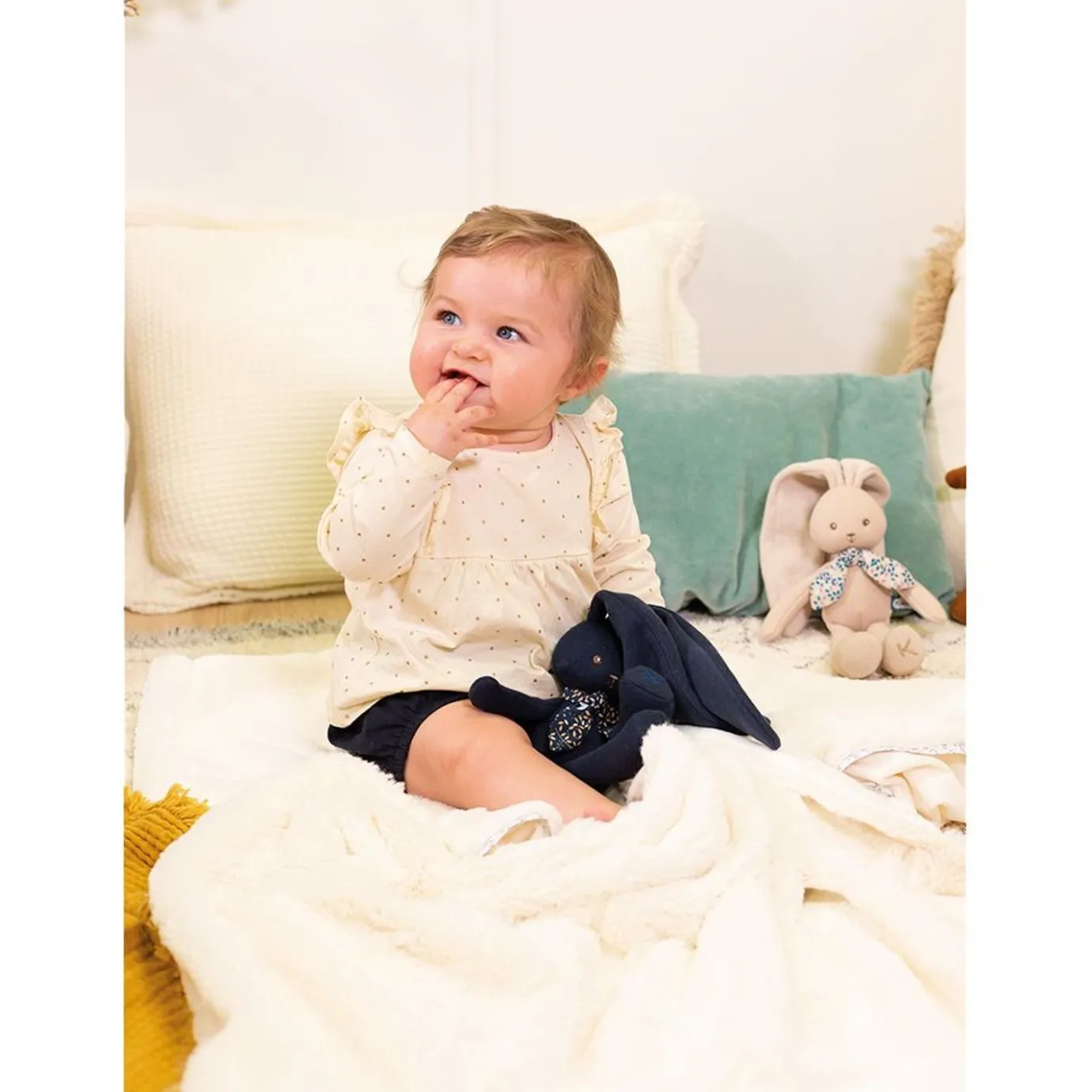 Kaloo Doll Rabbit Midnight Blue 9.8 In> Bunny Comforter
