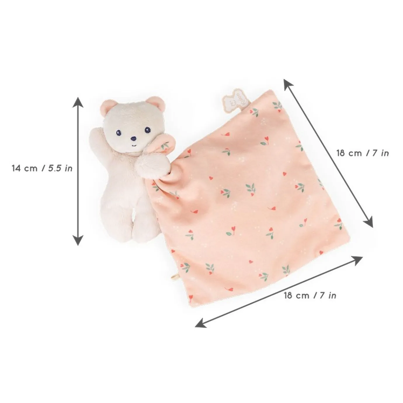 Kaloo Doudou Bear Carre Douceur Leaves Of Love> Pink Comforter