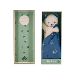 Kaloo Doudou Bear Carre Douceur Night-Owl> Blue Comforter