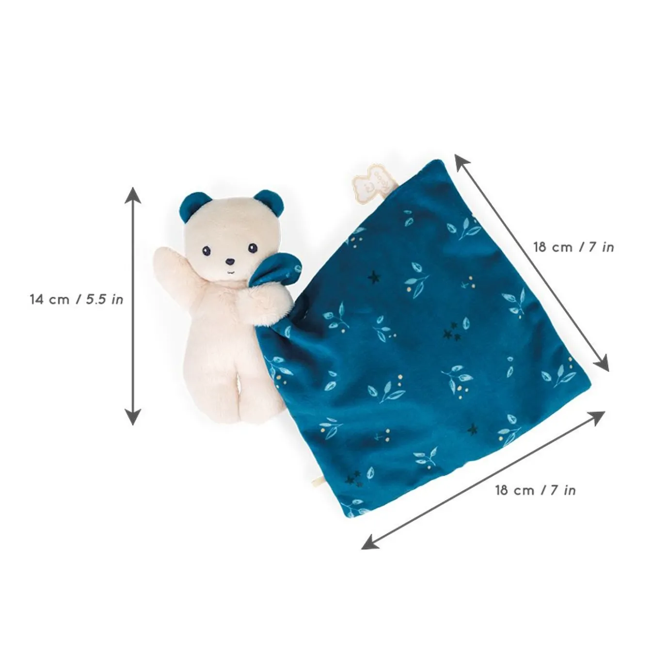 Kaloo Doudou Bear Carre Douceur Night-Owl> Blue Comforter