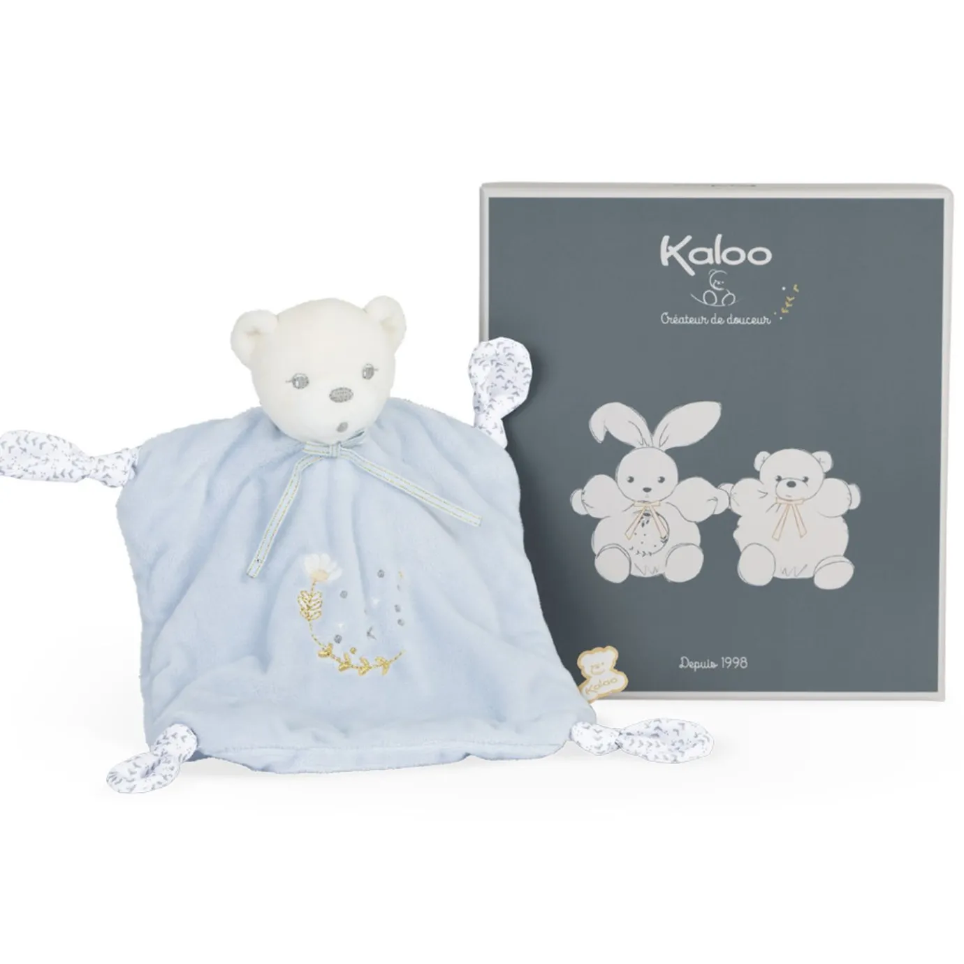 Kaloo Doudou Knots Bear Blue> Blue Comforter