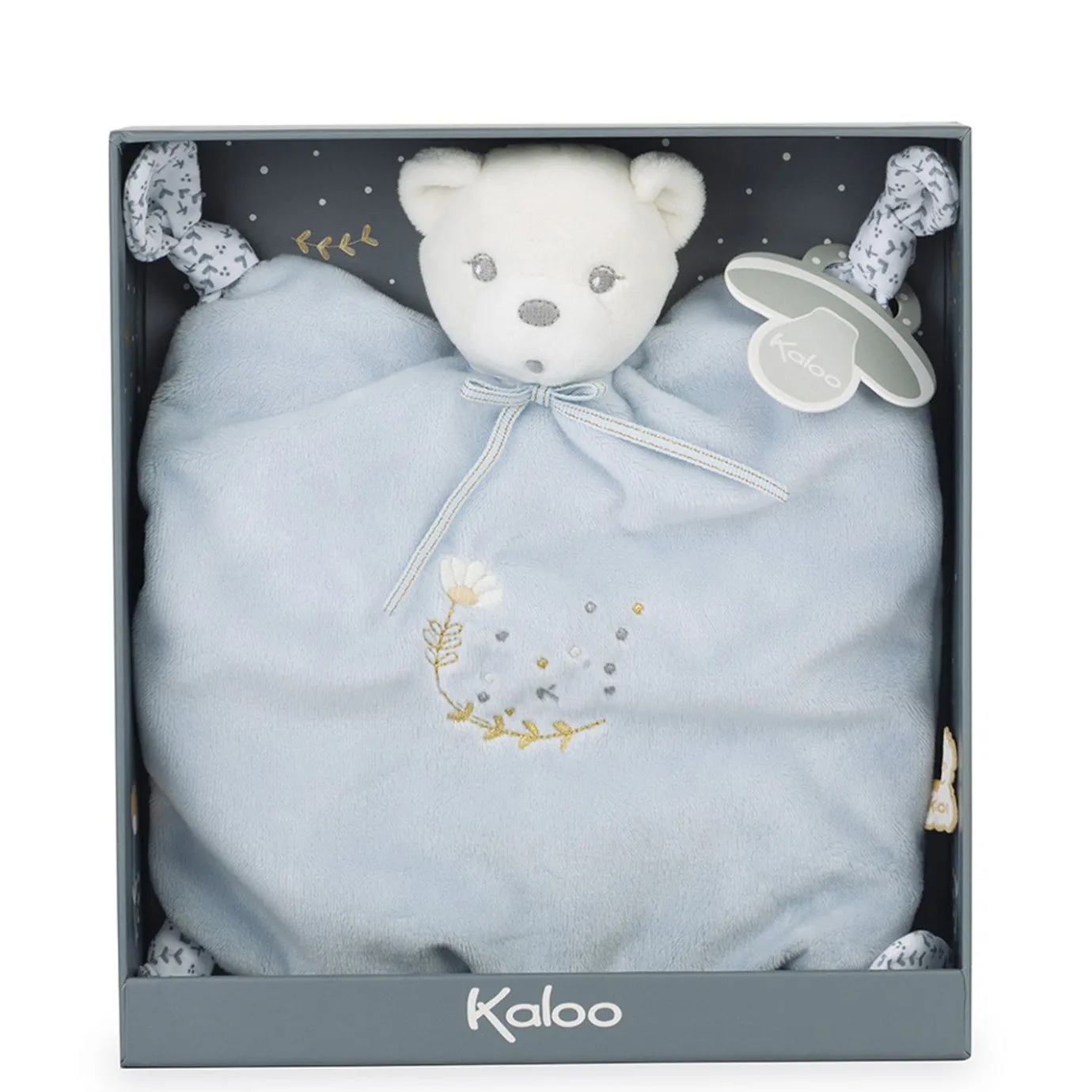 Kaloo Doudou Knots Bear Blue> Blue Comforter