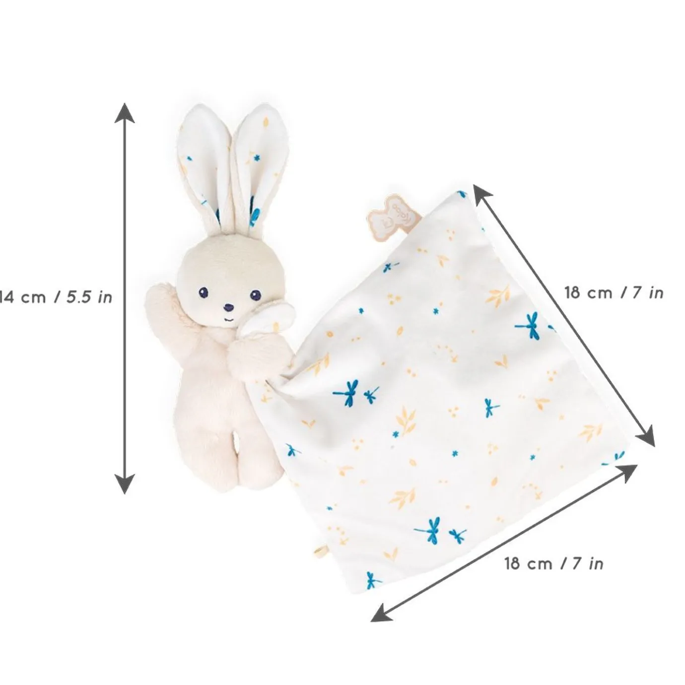 Kaloo Doudou Rabbit Carre Douceur White Delicate> Bunny Comforter